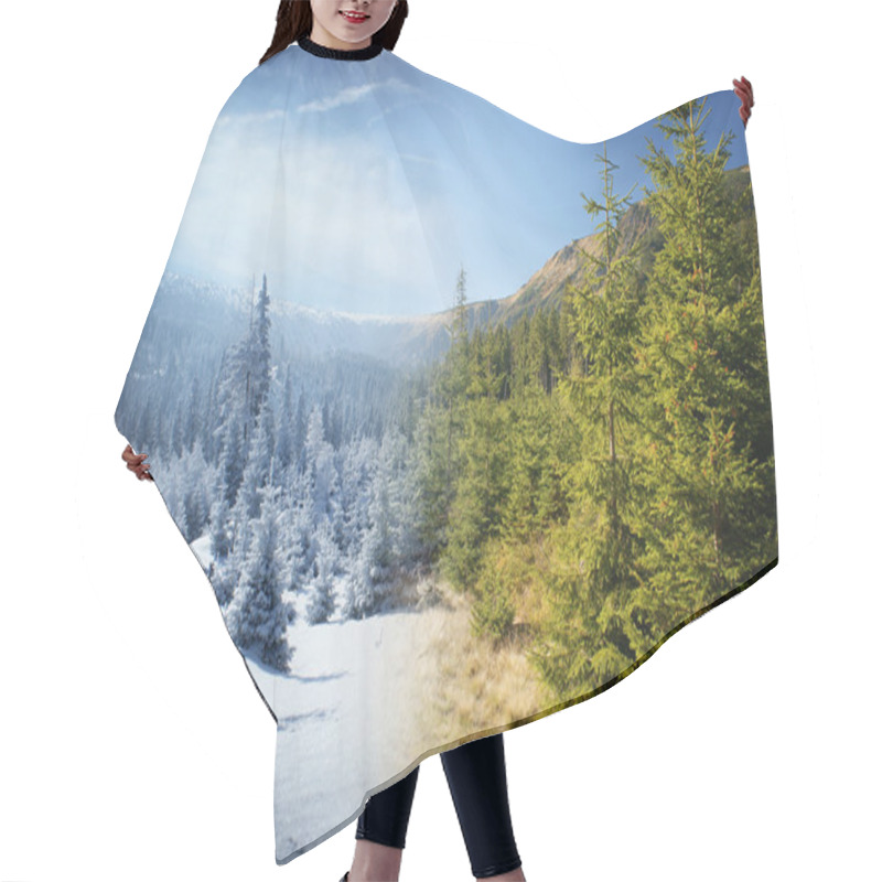 Personality  Winter And Summer In Mountains Hair Cutting Cape