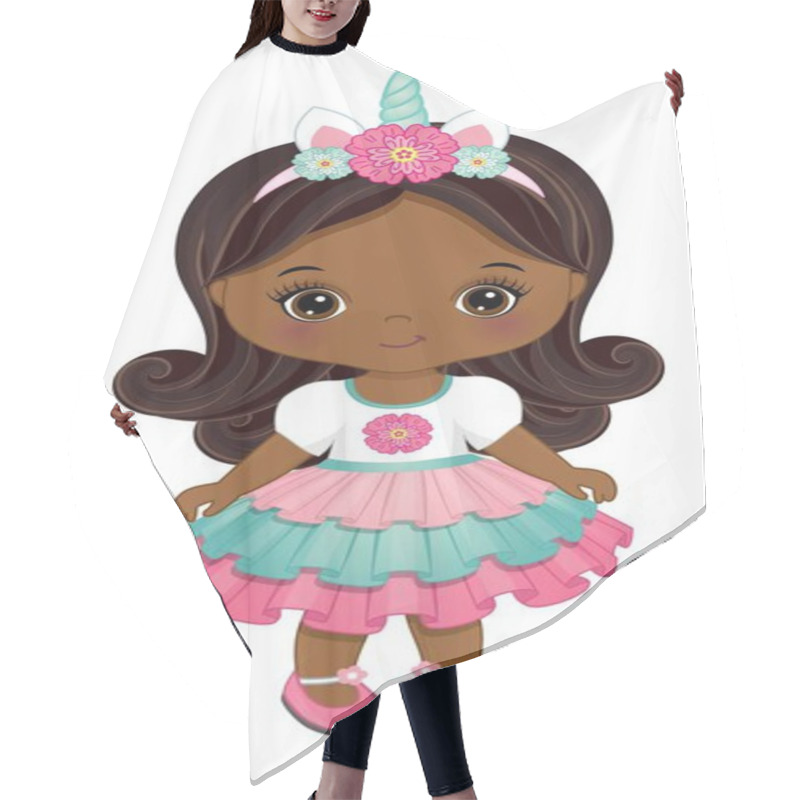 Personality  Cute African American Little Unicorn Baby Girl  Hair Cutting Cape