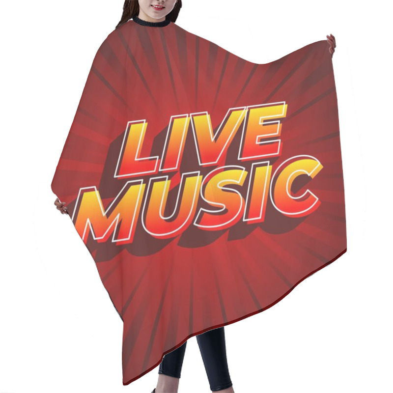 Personality  Live Music. Text Effect Design In 3D Style For Social Media Marketing Ads Hair Cutting Cape