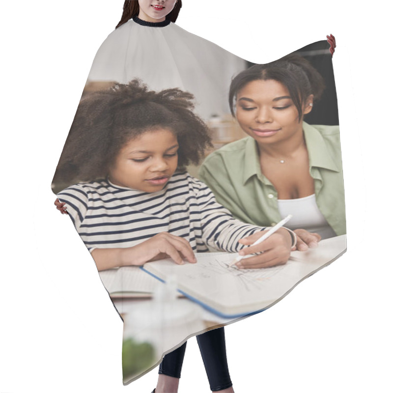 Personality  A Mother Shares A Warm Moment With Her Daughter As They Create And Draw Together. Hair Cutting Cape