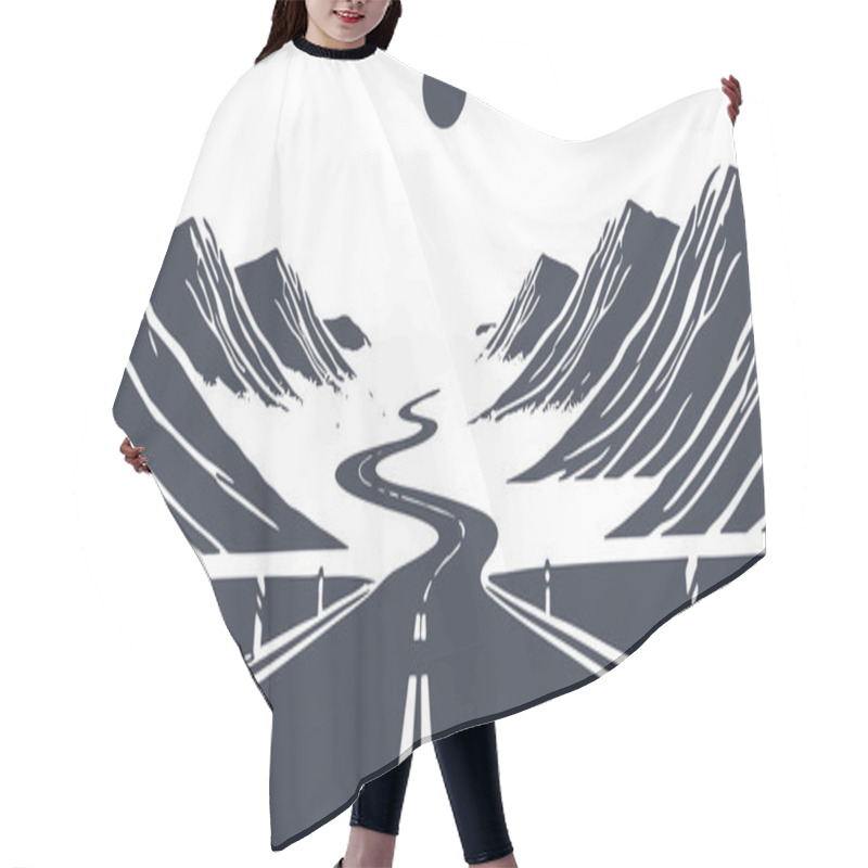 Personality  Mountain Road Under Sun In Minimalist Graphic Art Style Hair Cutting Cape