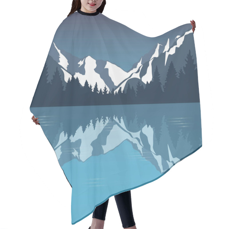 Personality  Blue Snowy Mountain Landscape By The Lake Winter Background Hair Cutting Cape