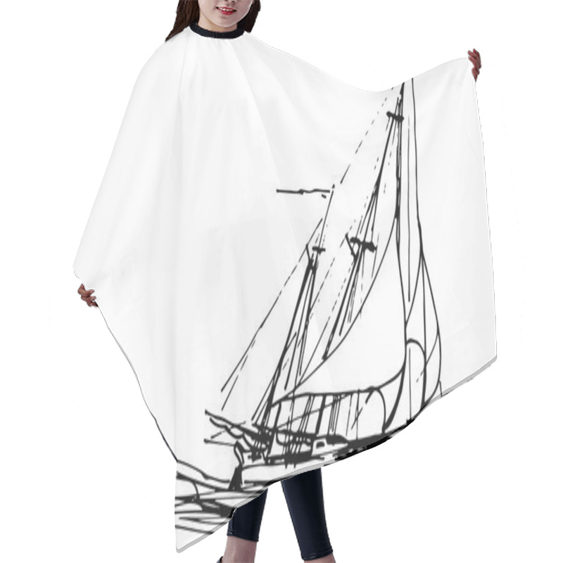 Personality  Sailing Galleon Ship In The Ocean Hair Cutting Cape