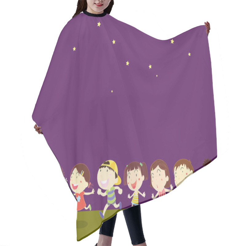 Personality  Illustration Of Kids On Dark Night Sky Background Hair Cutting Cape