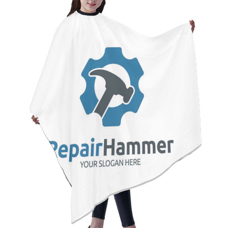 Personality  Repair Hammer Minimalist And Modern Logo Hair Cutting Cape