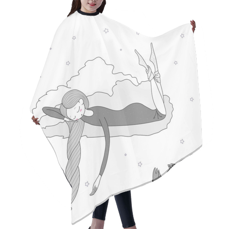 Personality  Sleeping Girl Floating On Clouds  Hair Cutting Cape