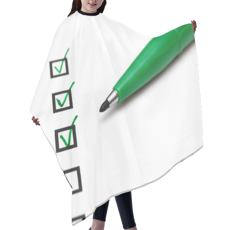 Personality  Checkbox With Green Tick Hair Cutting Cape