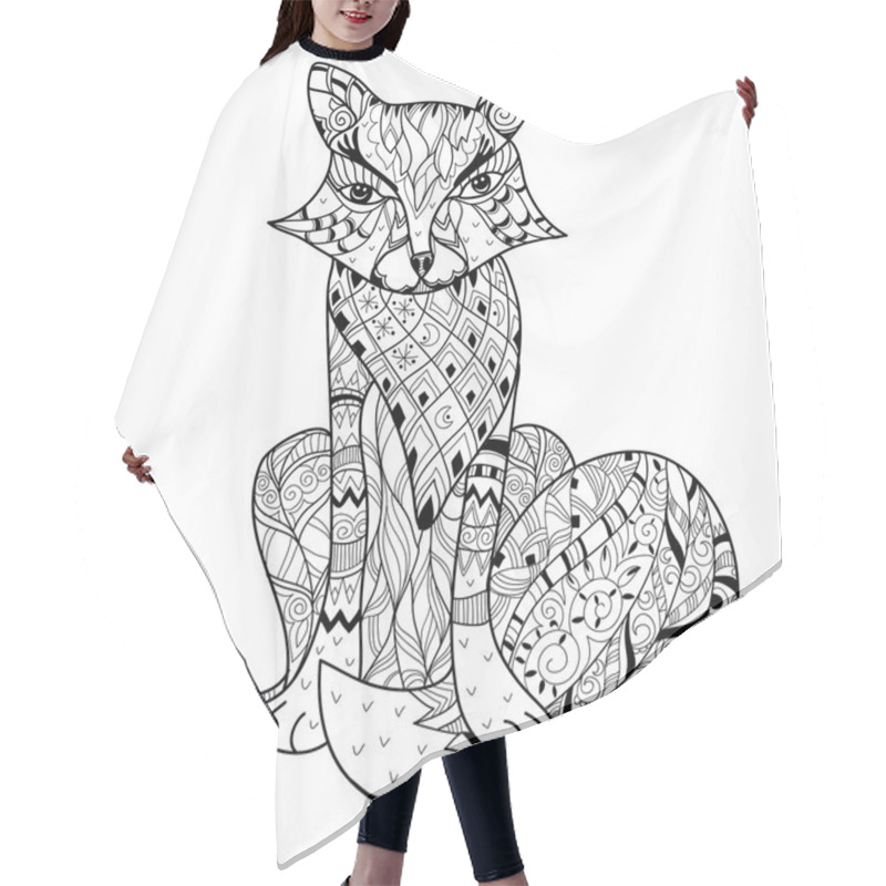 Personality  Hand Drawn Doodle Outline Fox Boho Sketch Hair Cutting Cape