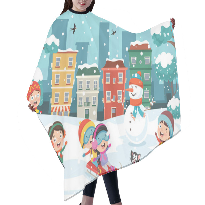 Personality  Children Playing Outside In Winter Hair Cutting Cape