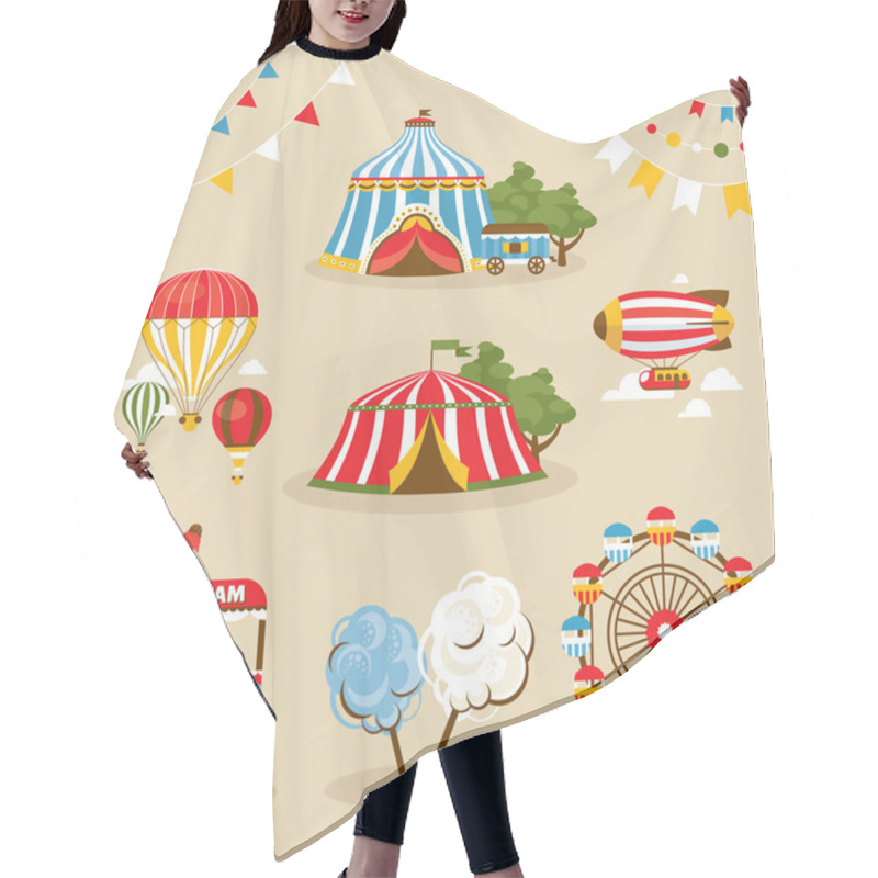 Personality  Set Of Country Fair Objects Hair Cutting Cape