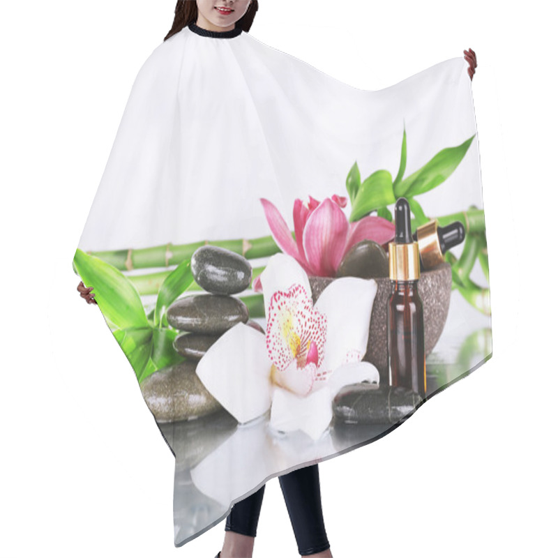 Personality  Spa Stones, Orchids, Bamboo Branches Hair Cutting Cape