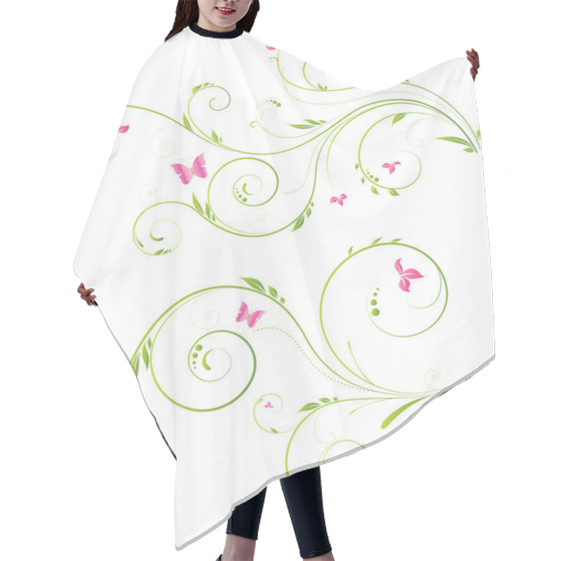 Personality  Floral Design With Pink Flowers Hair Cutting Cape