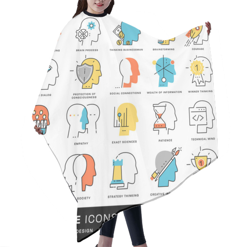 Personality  Brain, Mind Icons Set Hair Cutting Cape