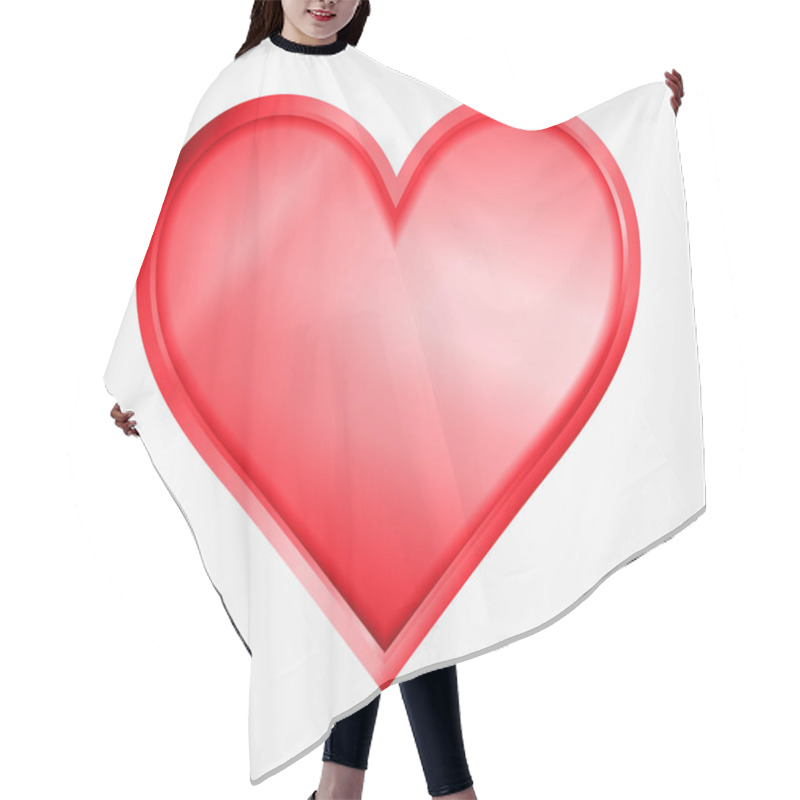 Personality  Red Monochrome Heart Isolated On White Background Hair Cutting Cape