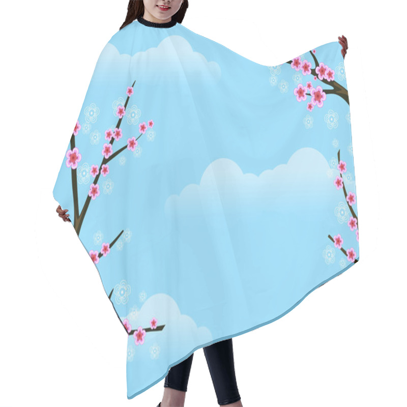 Personality  Cherry Blossom Background Hair Cutting Cape