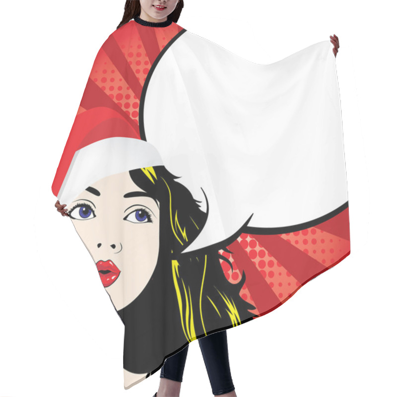 Personality  Woman With Christmas Santa Hat Hair Cutting Cape