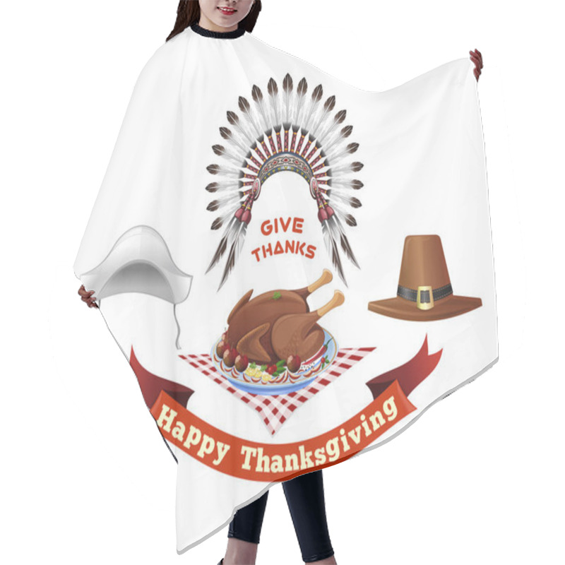 Personality  Thanksgiving Day Symbols Set Hair Cutting Cape