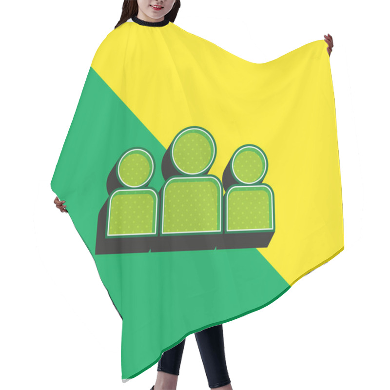 Personality  About Us Green And Yellow Modern 3d Vector Icon Logo Hair Cutting Cape