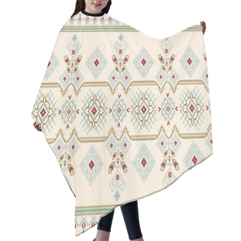 Personality  Beautiful Knitted Embroidery.geometric Ethnic Oriental Pattern Traditional On Cream Background.Aztec Style,abstract,vector,illustration.design For Texture,fabric,clothing,wrapping,decorating,carpet. Hair Cutting Cape