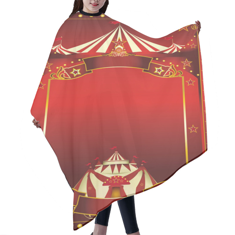 Personality  Red Magic Circus Poster Hair Cutting Cape