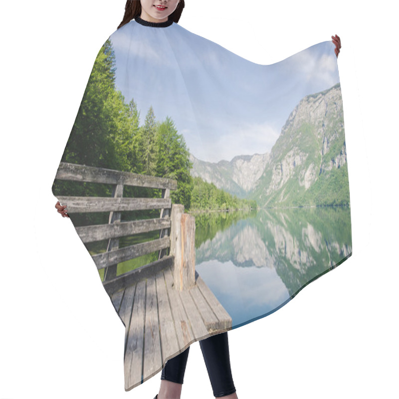 Personality  Wooden Pier On The Mountain Lake Hair Cutting Cape