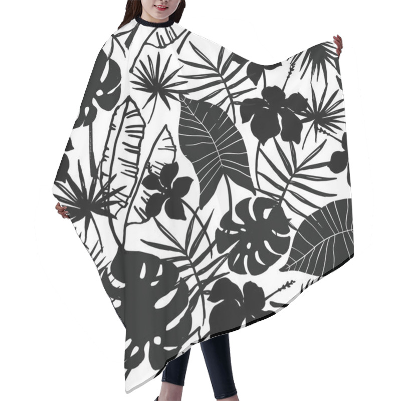 Personality  Seamless Exotic Pattern With Tropical Plants. Hair Cutting Cape