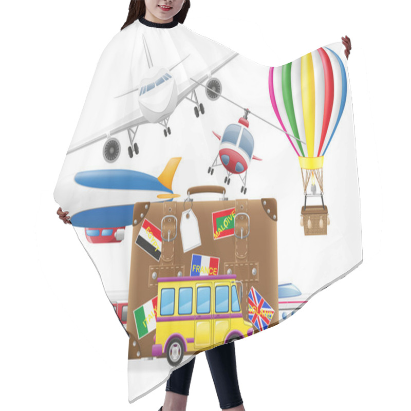 Personality  Old Suitcase For Travel And Transportation For Travel Vector Ill Hair Cutting Cape