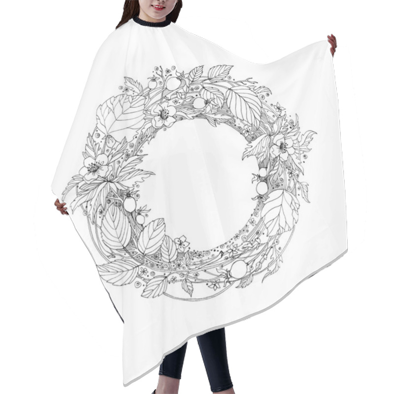 Personality  Beautiful Monochrome Wreath Hair Cutting Cape