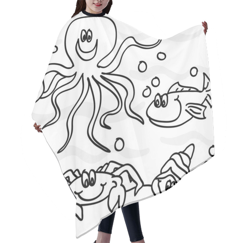 Personality  Outline Of Marine Life Cartoon Characters Hair Cutting Cape