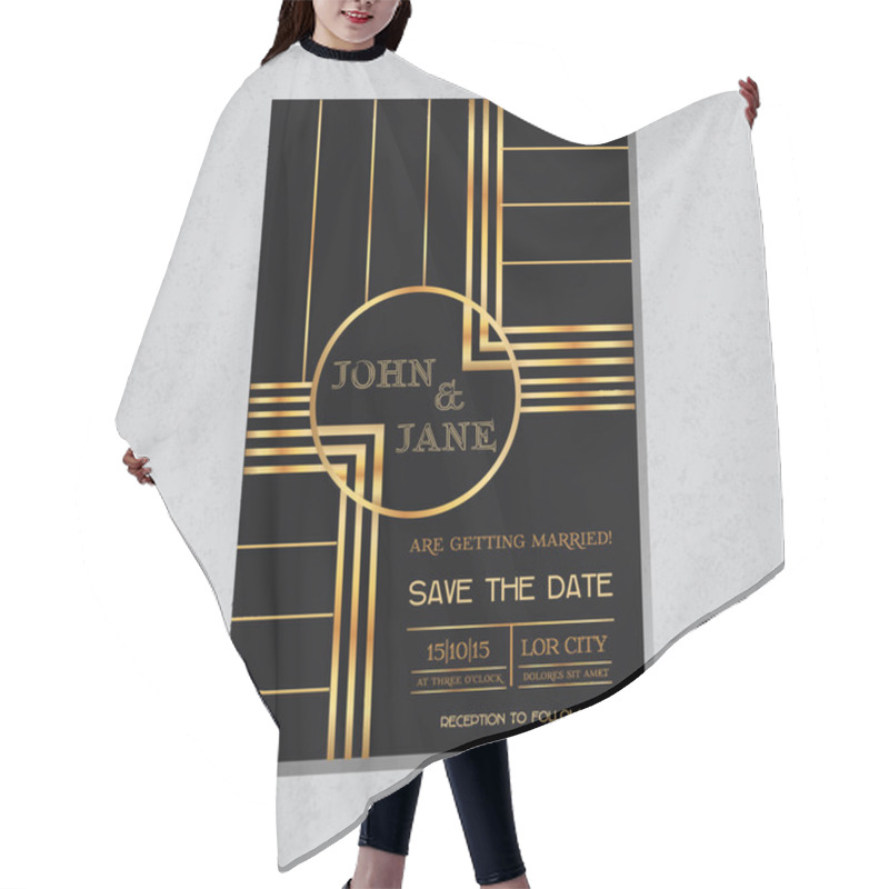 Personality  Save The Date  - Wedding Invitation Card In Art Deco Design Hair Cutting Cape