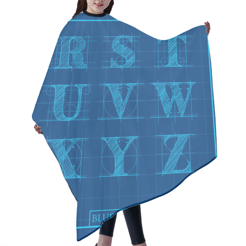 Personality  Blueprint Style Letter Set Alphabet Hair Cutting Cape