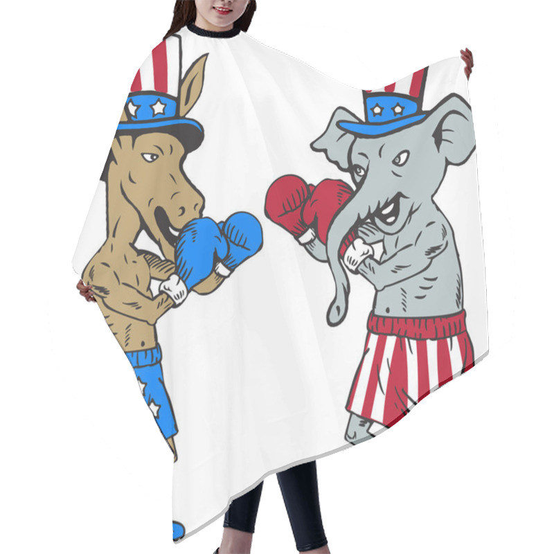 Personality  Democrat Donkey Boxer And Republican Elephant Hair Cutting Cape