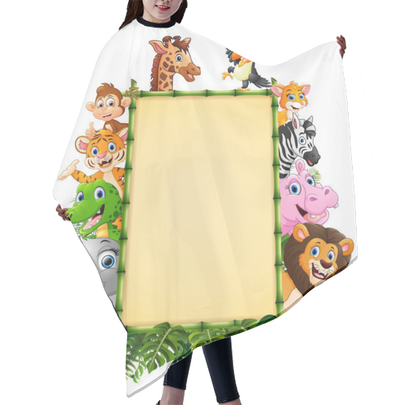 Personality  Illustration Of Animals With A Blank Sign Bamboo Hair Cutting Cape