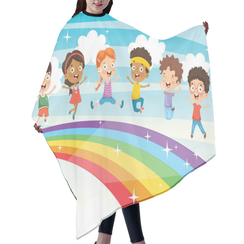 Personality  Vector Illustration Of Rainbow Children Hair Cutting Cape