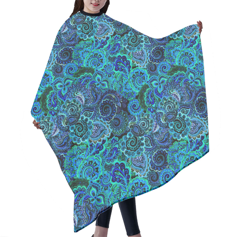 Personality  Night Dark Indian Pattern With Eastern Floral Ornament Hair Cutting Cape