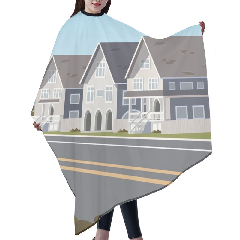 Personality  Vector Illustration Road Along The Inhabited City Hair Cutting Cape