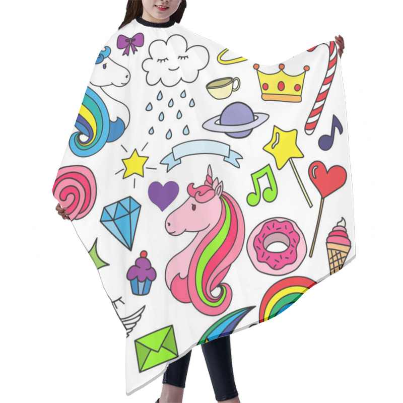 Personality  Unicorn Doodle Style Hair Cutting Cape