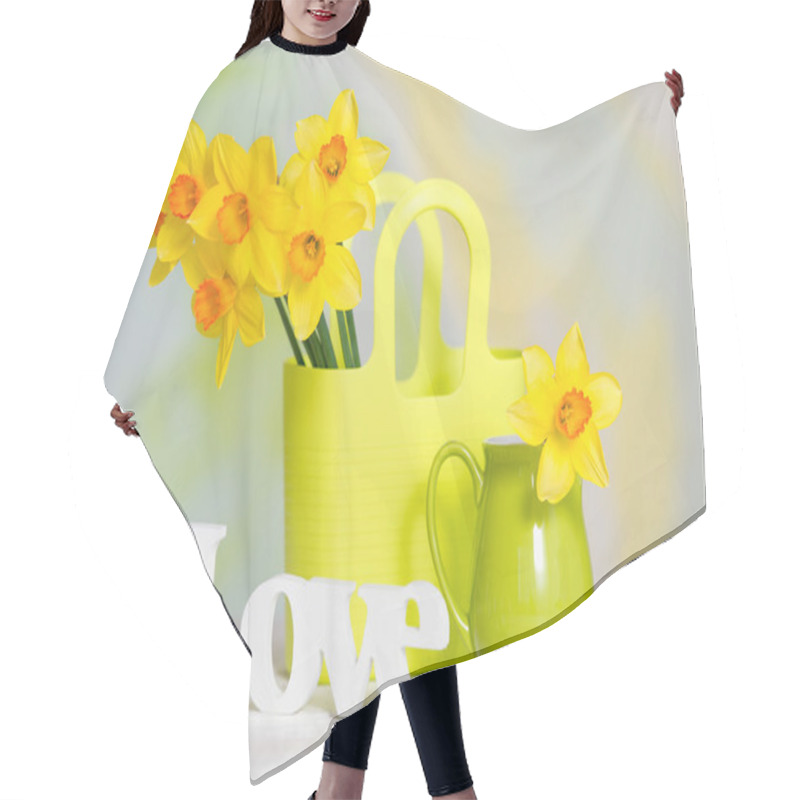 Personality  Spring Yellow Flowers And Love Sign Hair Cutting Cape