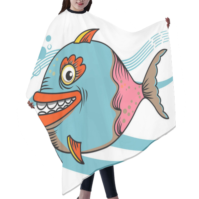 Personality  Cheerful Fish - Stock Illustration. Hair Cutting Cape