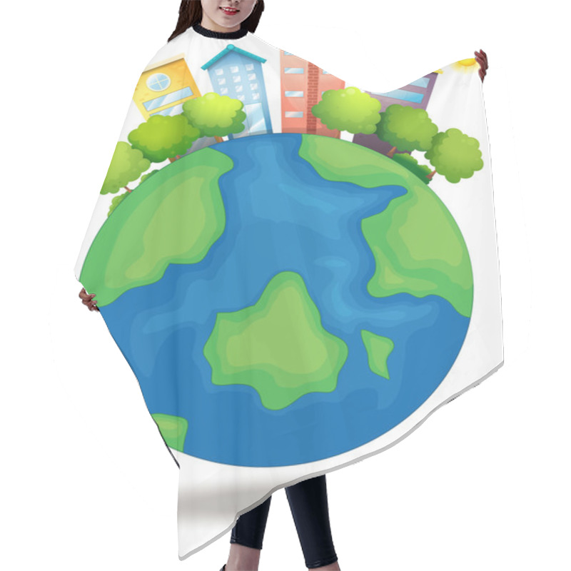 Personality  Earth With Trees And Tall Buildings Hair Cutting Cape