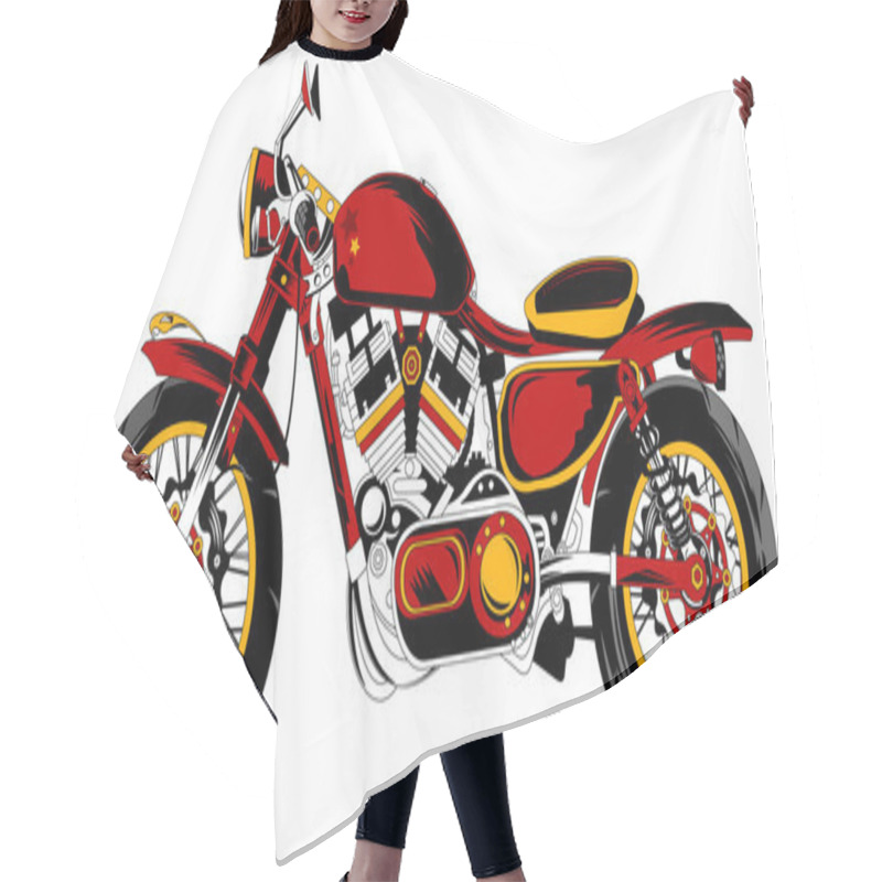 Personality  Retro Red Motorcycle Hair Cutting Cape