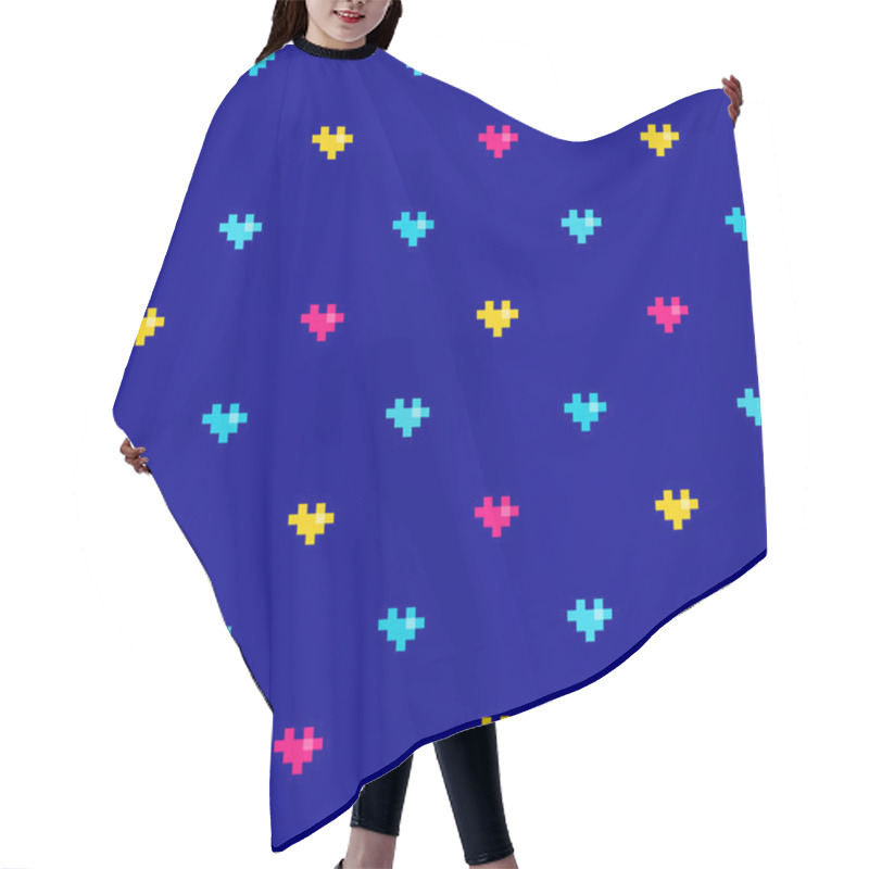 Personality  Pixel Pattern With Tiny Hearts Hair Cutting Cape