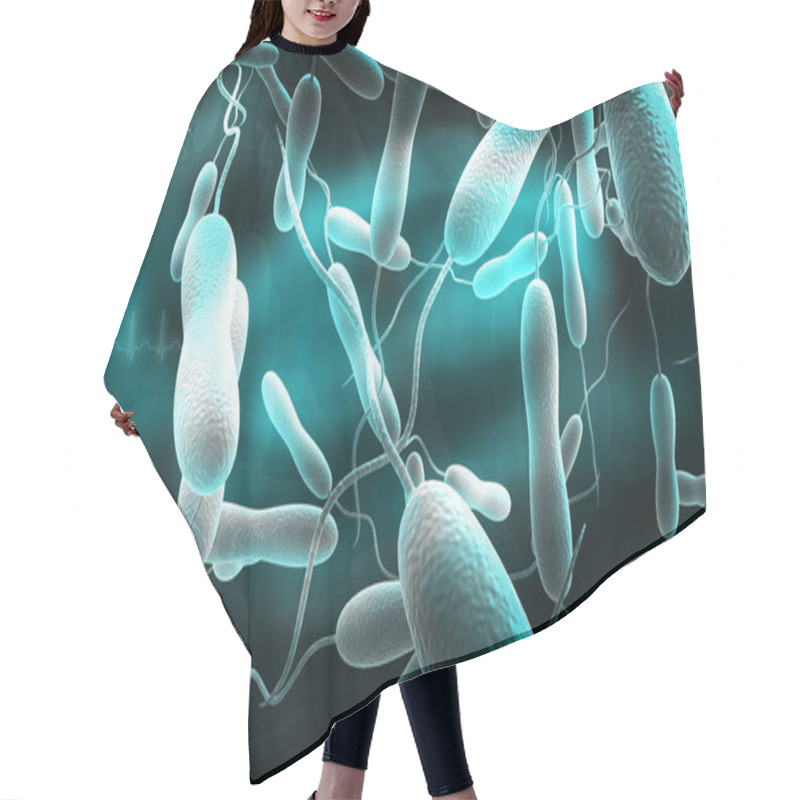 Personality  Digital Illustration Of Cholera Bacteria In   Colour Background  	 Hair Cutting Cape