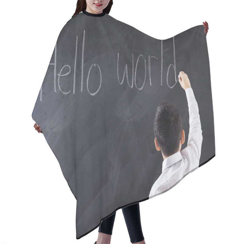 Personality  Boy Writes Text Hello World Hair Cutting Cape