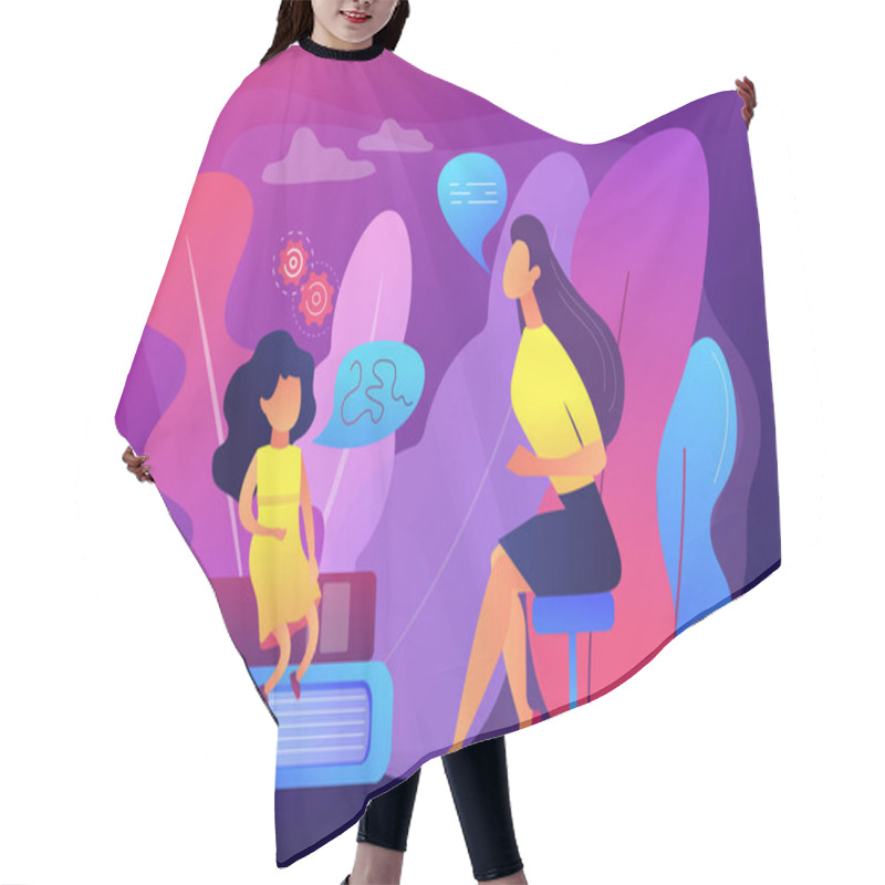 Personality  Speech Therapy Concept Vector Illustration Hair Cutting Cape