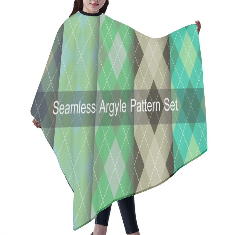 Personality  Seamless Argyle Pattern. Diamond Shapes Background. Vector Set. Hair Cutting Cape