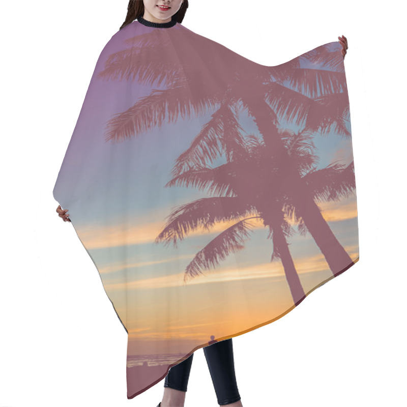 Personality  Retro Beach Party Under Palm Trees Hair Cutting Cape