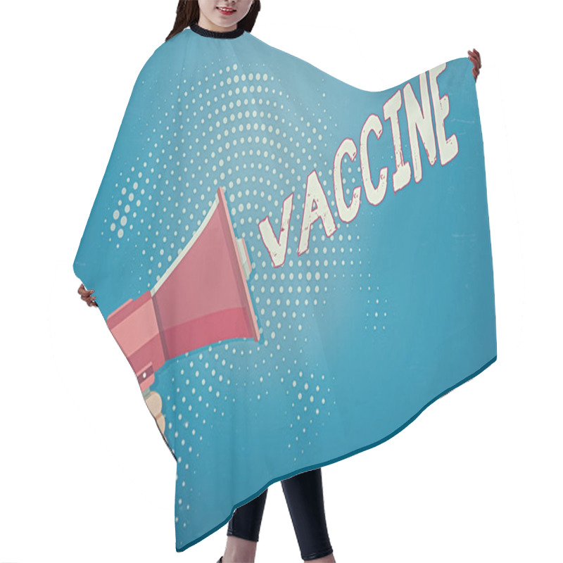 Personality  Word Writing Text Vaccine. Business Concept For Preparation Of Killed Microorganisms Or Living Attenuated Organisms Male Hu Analysis Hand Holding Gripping A Megaphone On Dotted Halftone Pattern. Hair Cutting Cape