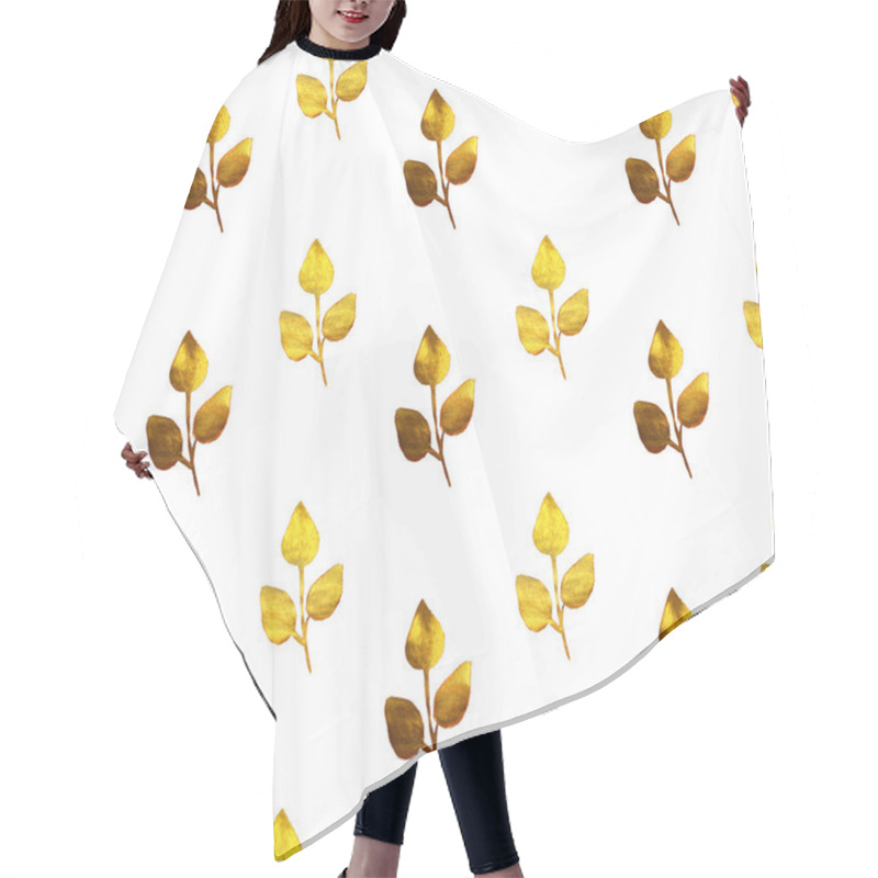 Personality  Seamless Pattern With Hand-painted Golden Branches With Leaves Hair Cutting Cape