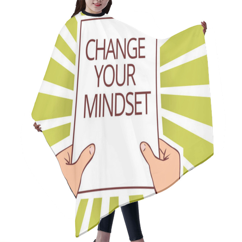 Personality  Text Sign Showing Change Your Mindset. Conceptual Photo Replace Your Beliefs Way Of Thinking Mental Path Paper Page Capital Reporting Cardboards Placards Signboards Pattern Hair Cutting Cape